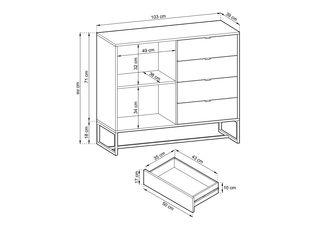 Amber 1 Door 4 Drawer Sideboard - Msofas LTD