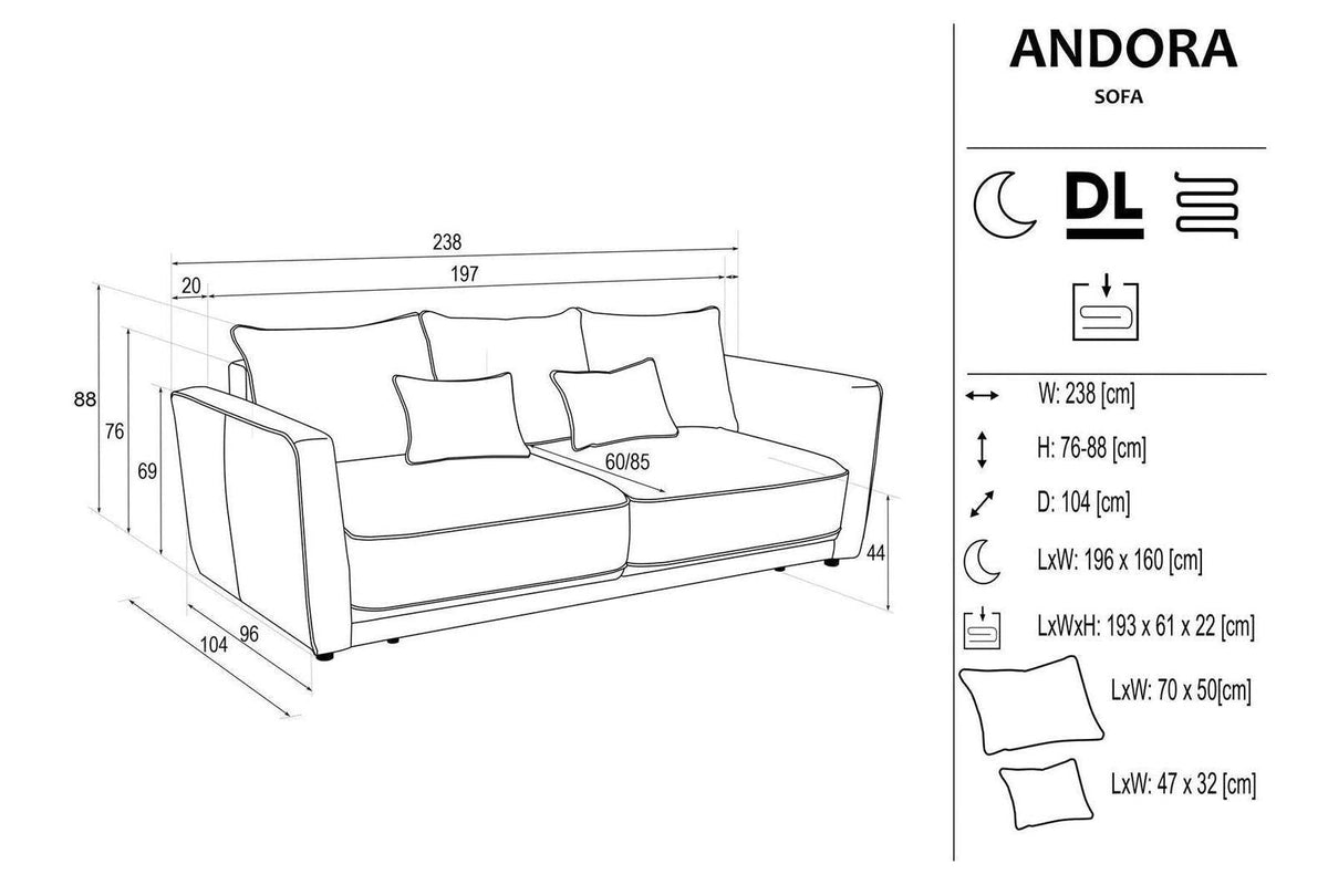 Andora 3 Seater Sofa Bed With Storage