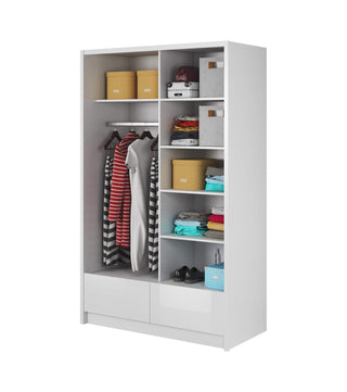 Aria II 130 White Wardrobe with Mirror - Msofas LTD