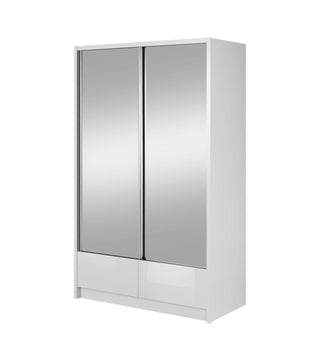 Aria II 130 White Wardrobe with Mirror - Msofas LTD