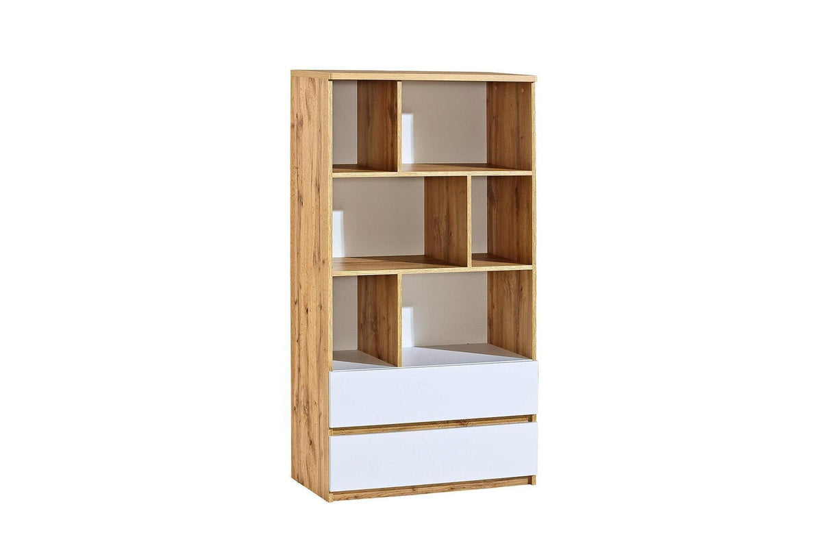 Arca Express Delivery Bookcase 80 With Drawers Oak Wotan/White