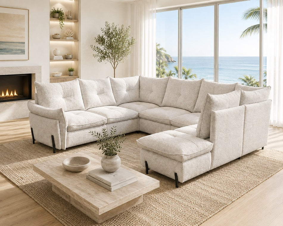 Almeria 5 U Shape Narożna Sofa z Łóżkiem