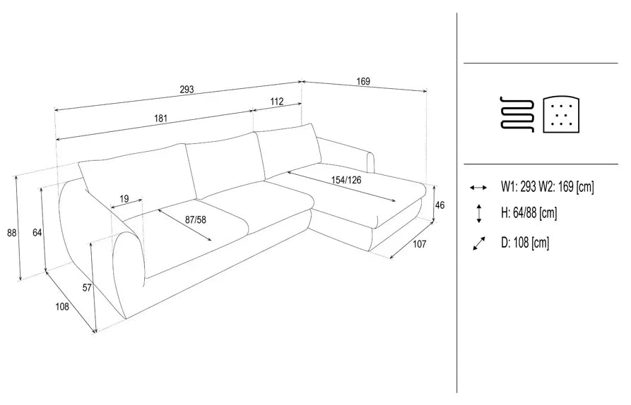 Anika Corner Sofa dimensions