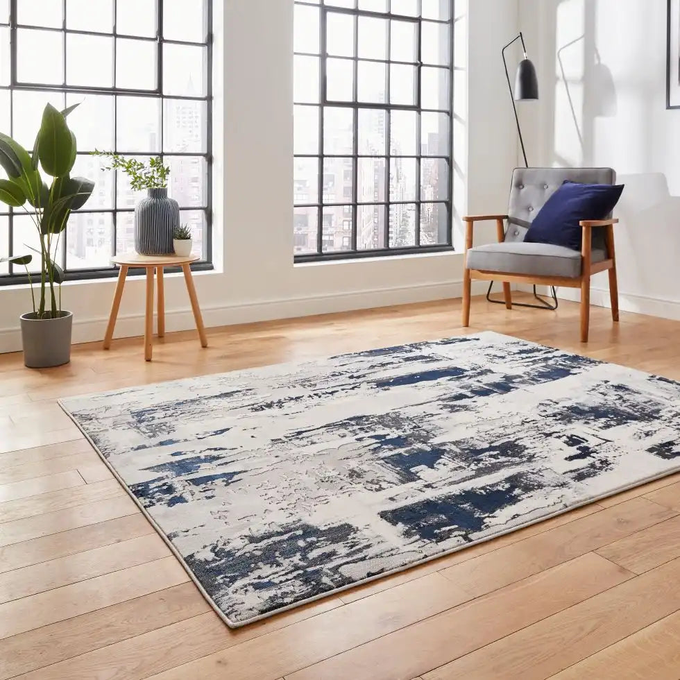 Apollo Think GR579 Grey Navy Rug