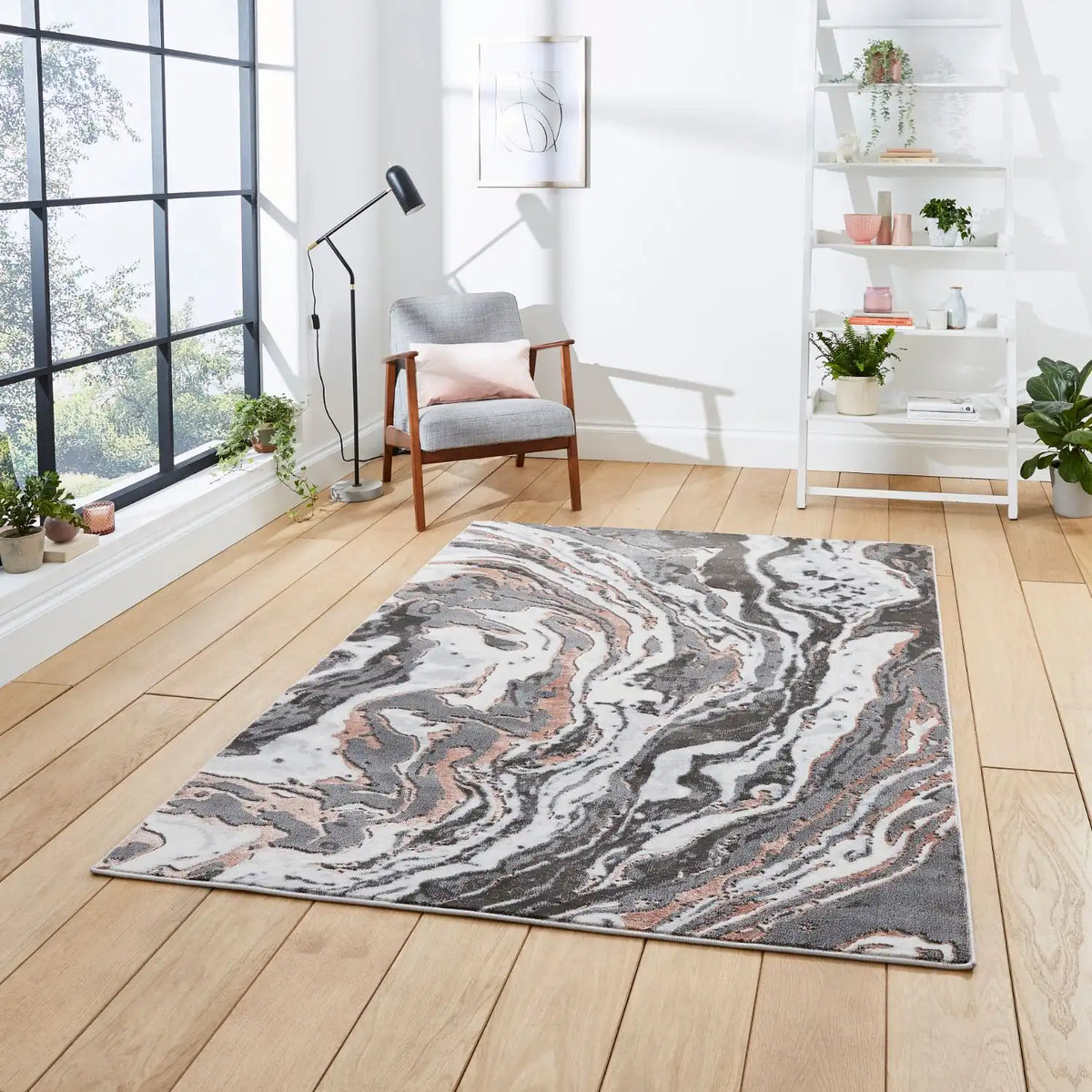 Apollo Think GR584 Grey Rose Rug