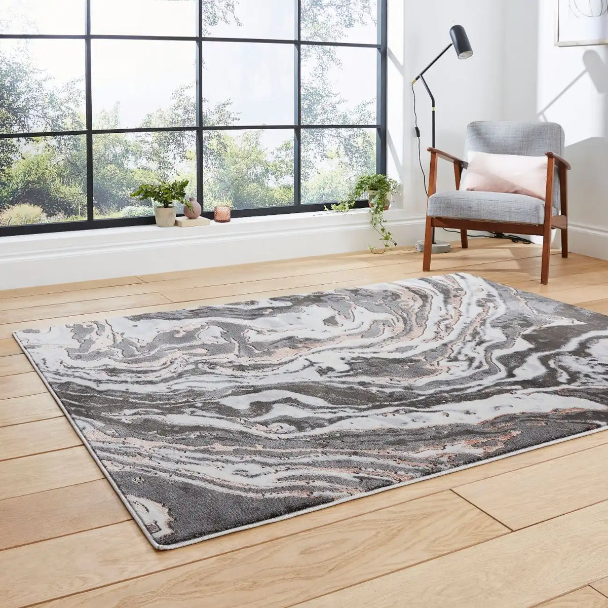 Apollo Think GR584 Grey Rose Rug