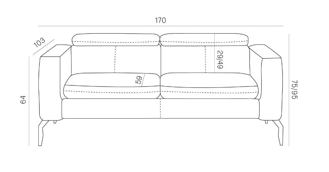 Arezza 2 Seater Sofa dimensions