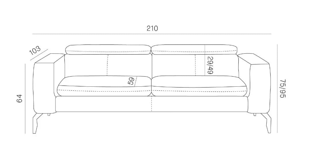 Arezza 3 Seater Sofa dimensions