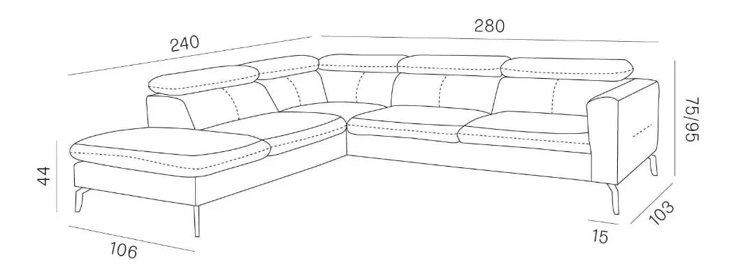 Arezza Corner Sofa dimensions