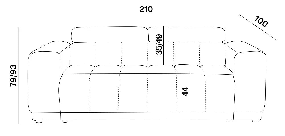 Augusto 3 Seater Sofa dimensions