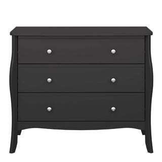 Baroque 3 Drawer Wide Chest Black - Msofas LTD