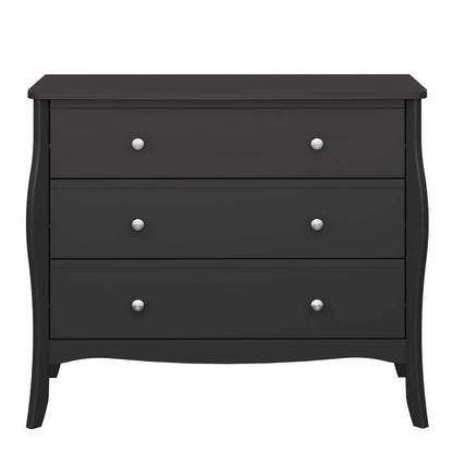 Baroque 3 Drawer Wide Chest Black