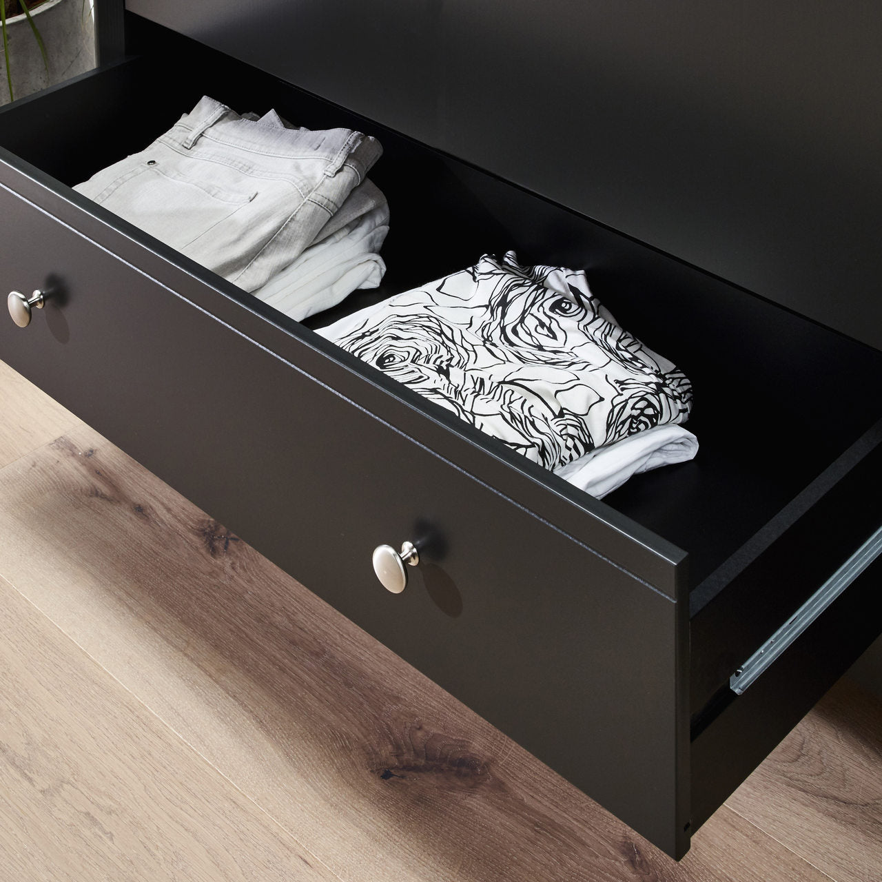 Baroque 3 Drawer Wide Chest Black