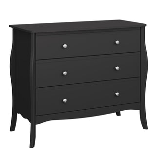 Baroque 3 Drawer Wide Chest Black - Msofas LTD