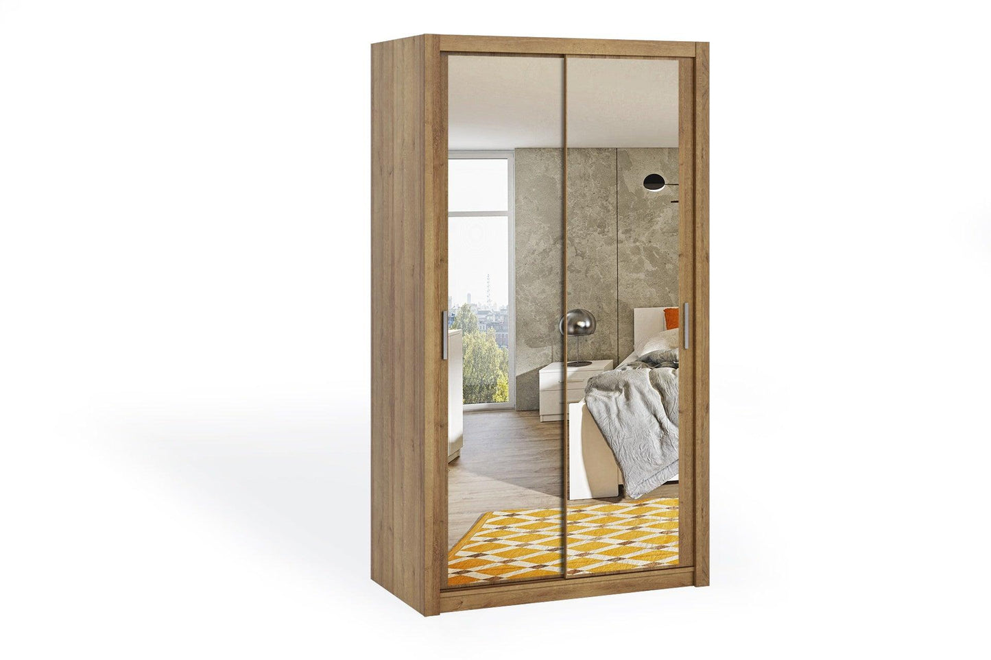 Bono Wardrobe 120 With Mirror Golden Oak