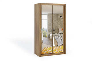 Bono Wardrobe 120 With Mirror Golden Oak - Msofas LTD