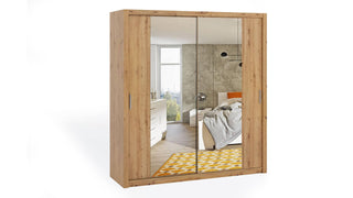 Bono Wardrobe 200 With Mirror Artina Oak - Msofas LTD