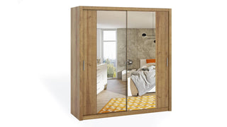 Bono Wardrobe 200 With Mirror Goled Oak - Msofas LTD