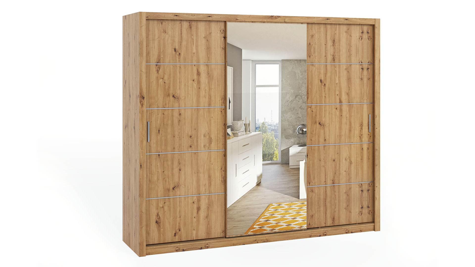 Bono Wardrobe 250 With Mirror Artisan Oak