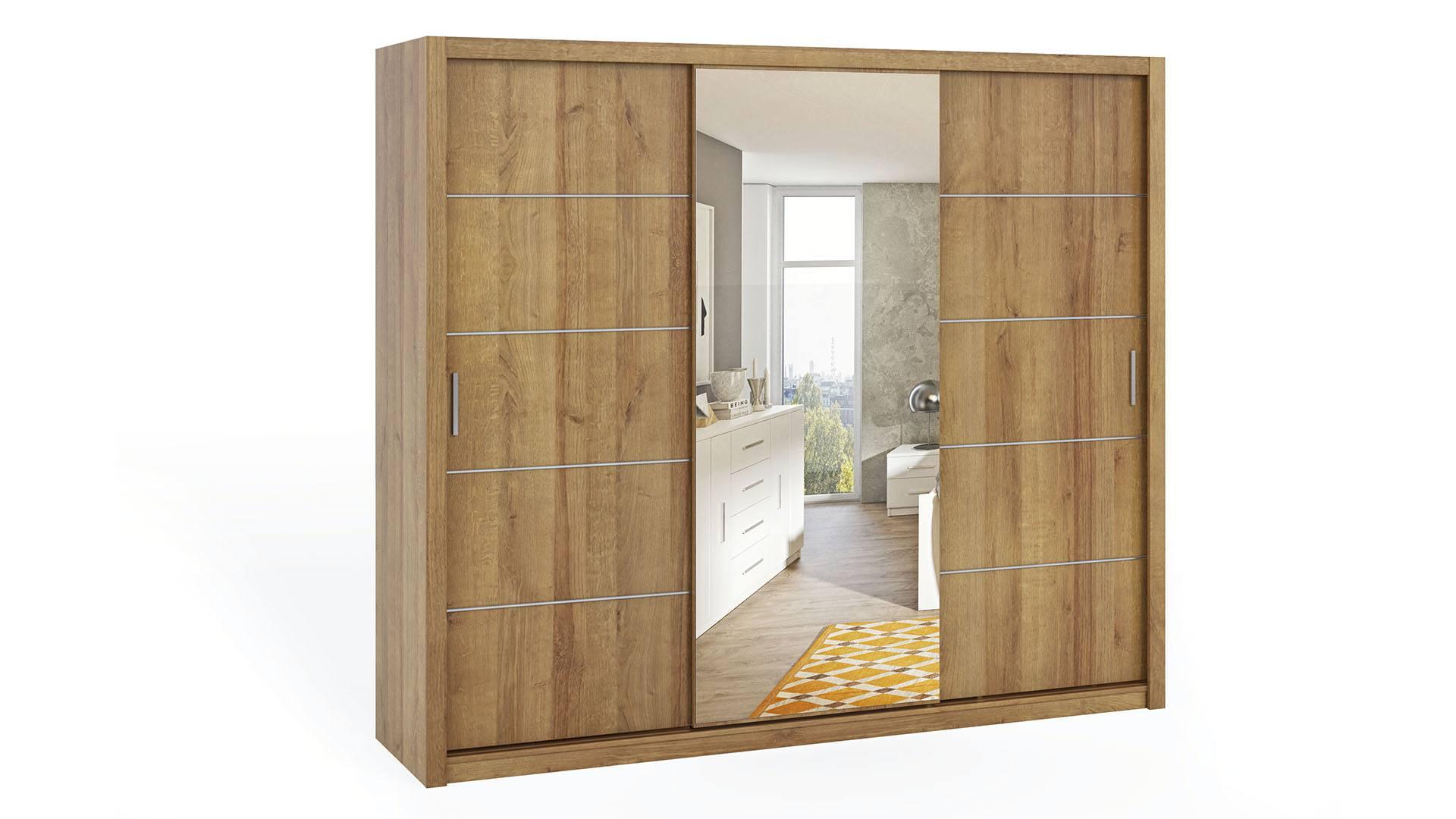 Bono Wardrobe 250 With Mirror Goled Oak