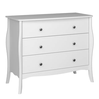 Baroque 3 Drawer Wide Chest White - Msofas LTD