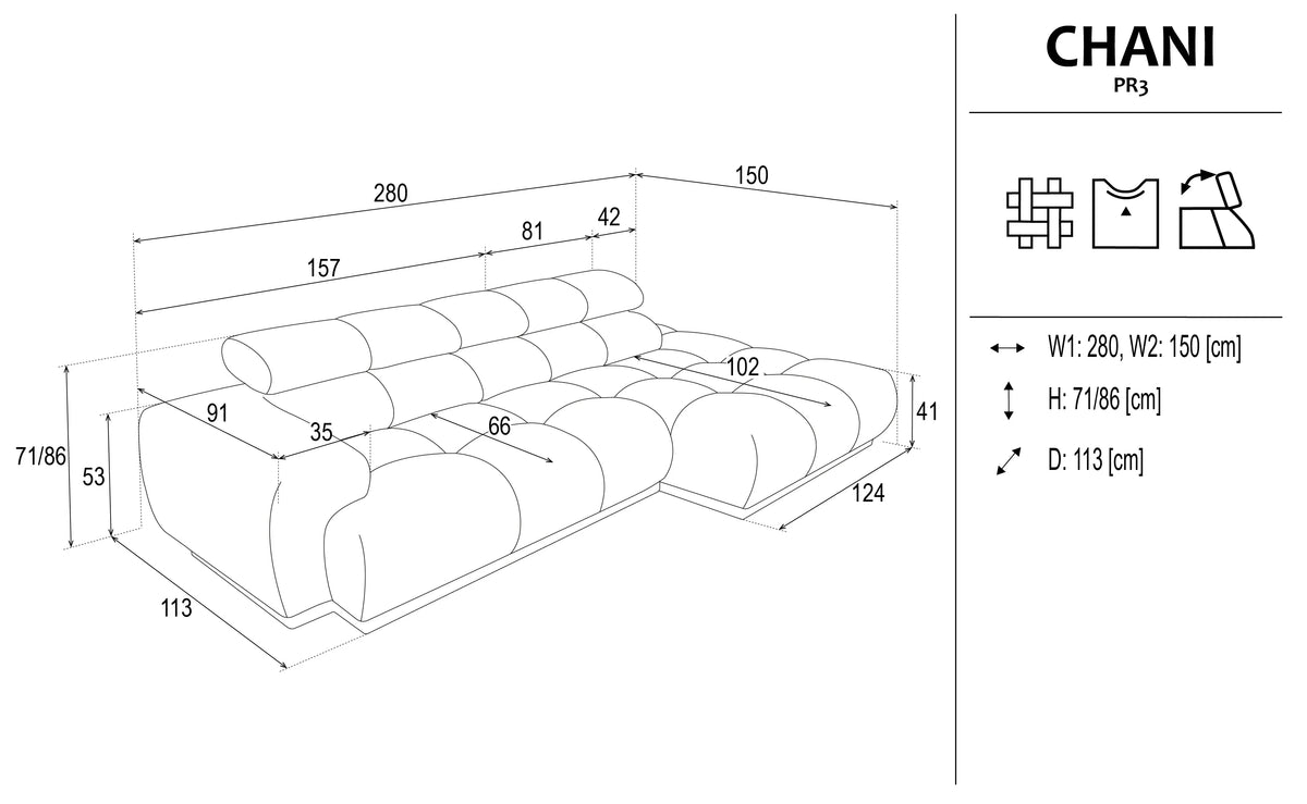 Chani Corner Sofa Pr3 dimensions
