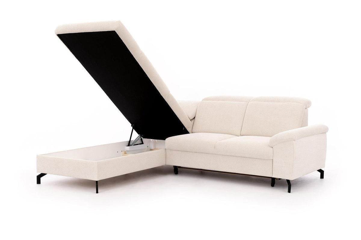 Caneli Express Delivery Corner Sofa Bed With Storage Malia Cream