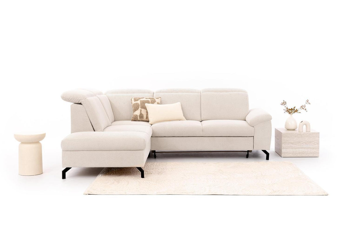 Caneli Express Delivery Corner Sofa Bed With Storage Malia Cream