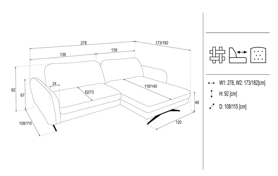 Carla Express Delivery Corner Sofa Euston Rustic dimensions