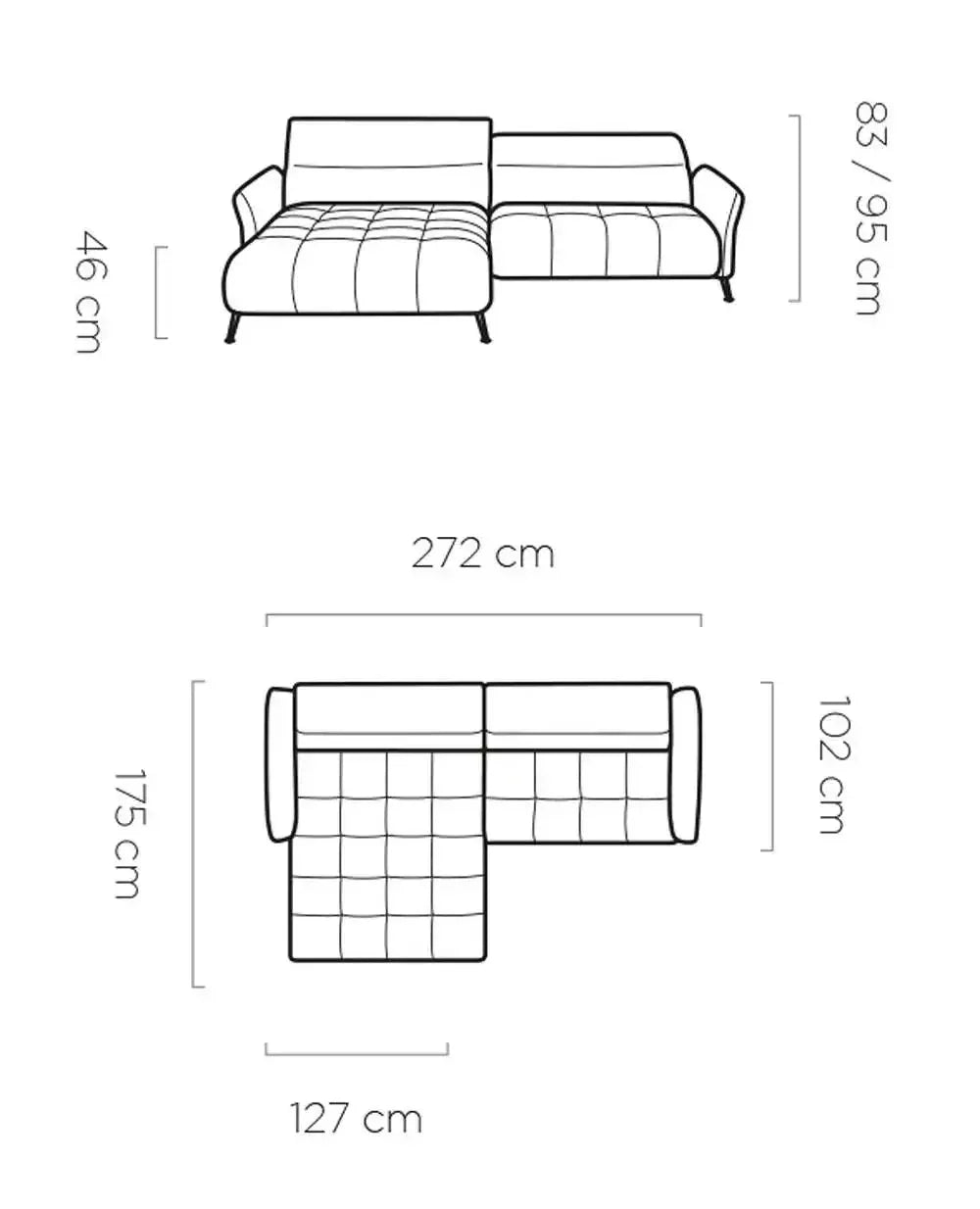 Cavani Corner Sofa Relax dimensions