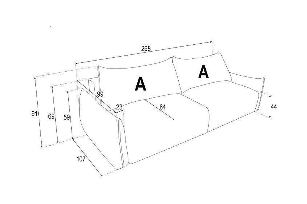 Cindy 3 Seater Sofa Bed With Storage