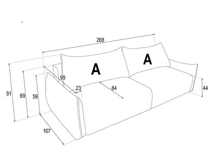 Cindy 3 seater Sofa Bed