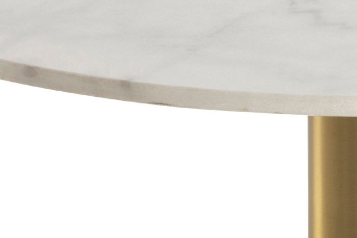 Corby Express Delivery Round Coffee Table with White Polished Marble Top & Gold Base