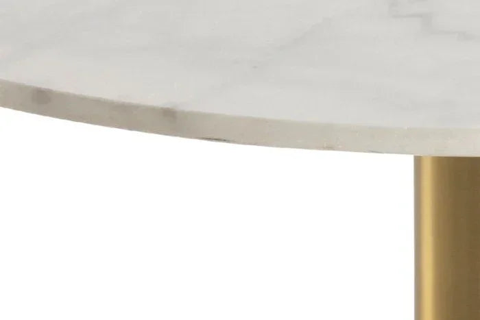 Corby Express Delivery Round Coffee Table with White Polished Marble Top & Gold Base