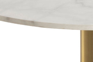 Corby Express Delivery Round Coffee Table with White Polished Marble Top & Gold Base