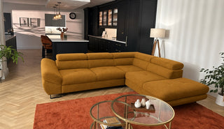 Ex-Display Fabio Corner Sofa Bed with Storage Kronos 01 DIJON/ SILVER LEGS