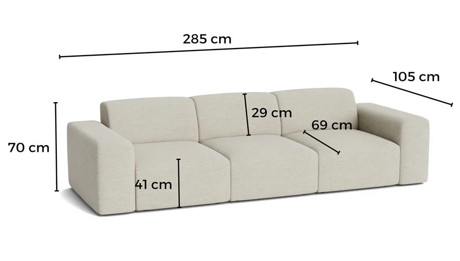 Zeus 3 Seater Sofa dimensions