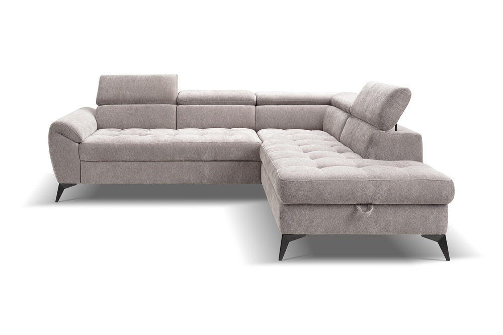 Narożna sofa z funkcją spania Mario z pojemnikiem na pościel
