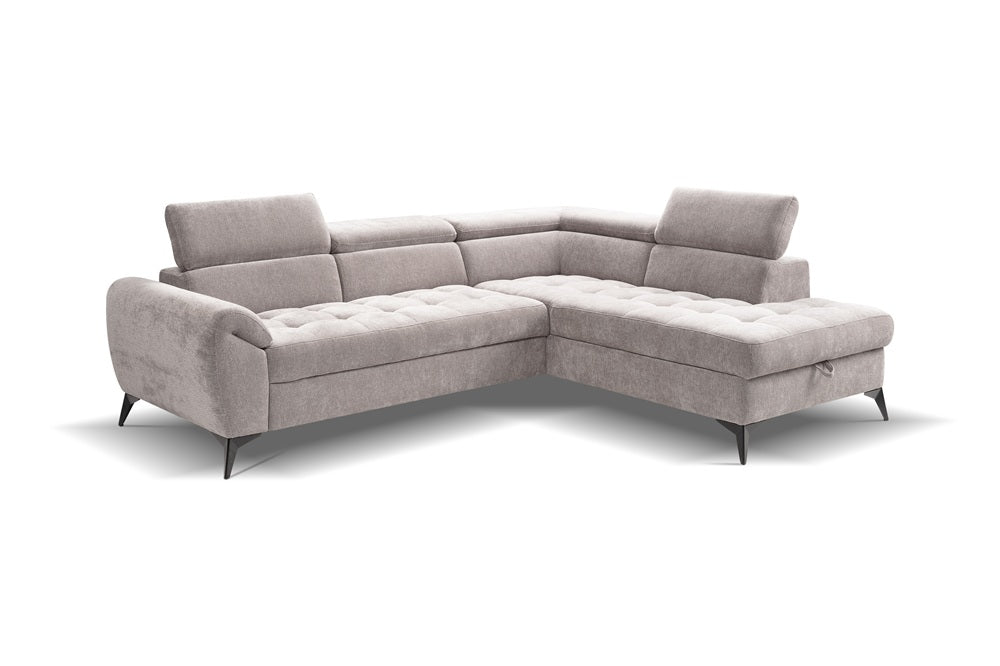 Narożna sofa z funkcją spania Mario z pojemnikiem na pościel