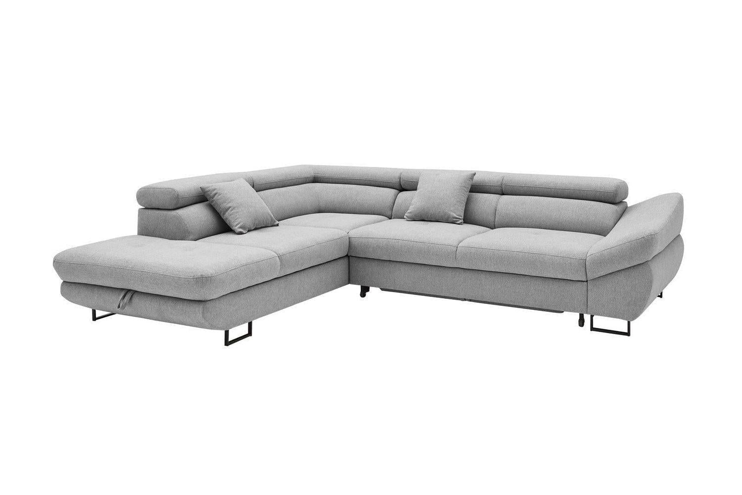 Gray sectional sofa on a white background
