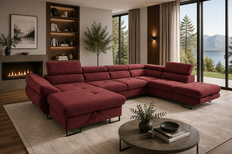 Fabio U-Shape Corner Sofa Bed With Storage