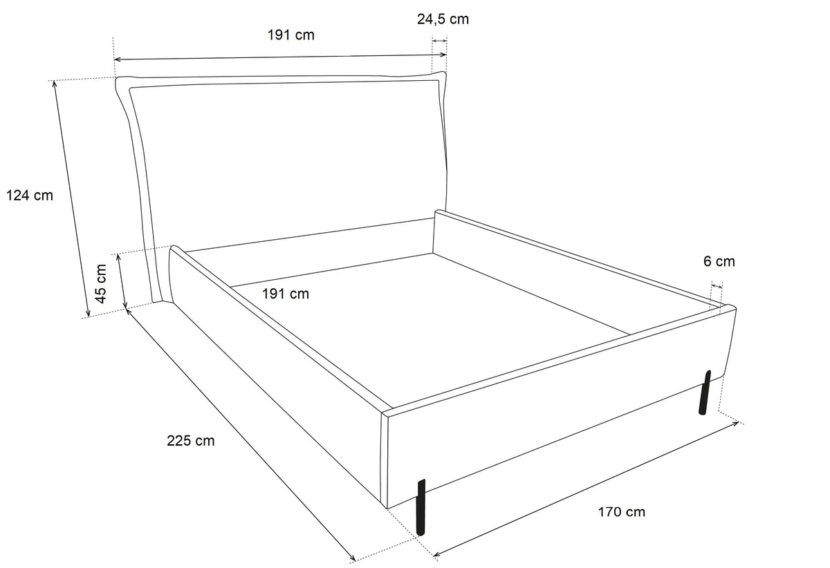 Bed Ferro 160 X 200 Cm With Lift Up Function dimensions