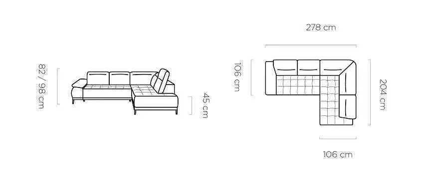 Focus L Corner Sofa dimensions