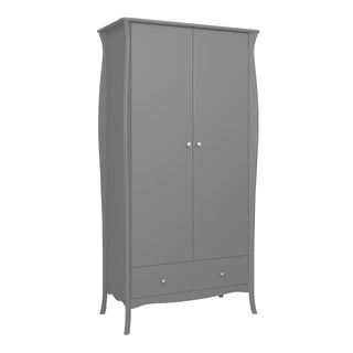 Baroque 2 Door 1 Drawer Wardrobe Grey