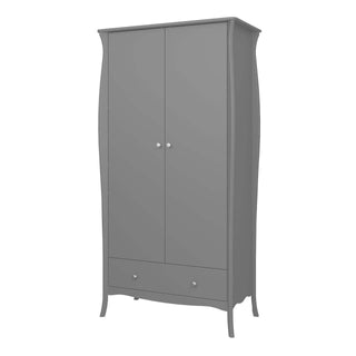 Baroque 2 Door 1 Drawer Wardrobe Grey