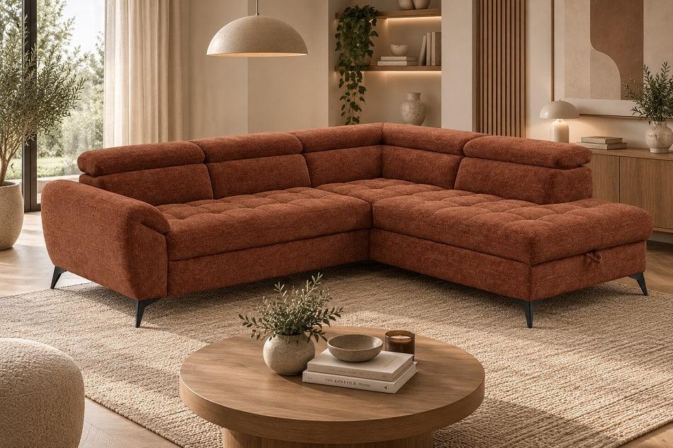Glasgow Express Delivery Corner Sofa Bed With Storage Euston Rustic