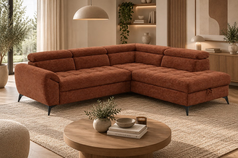 Glasgow Express Delivery Corner Sofa Bed With Storage Euston Rustic