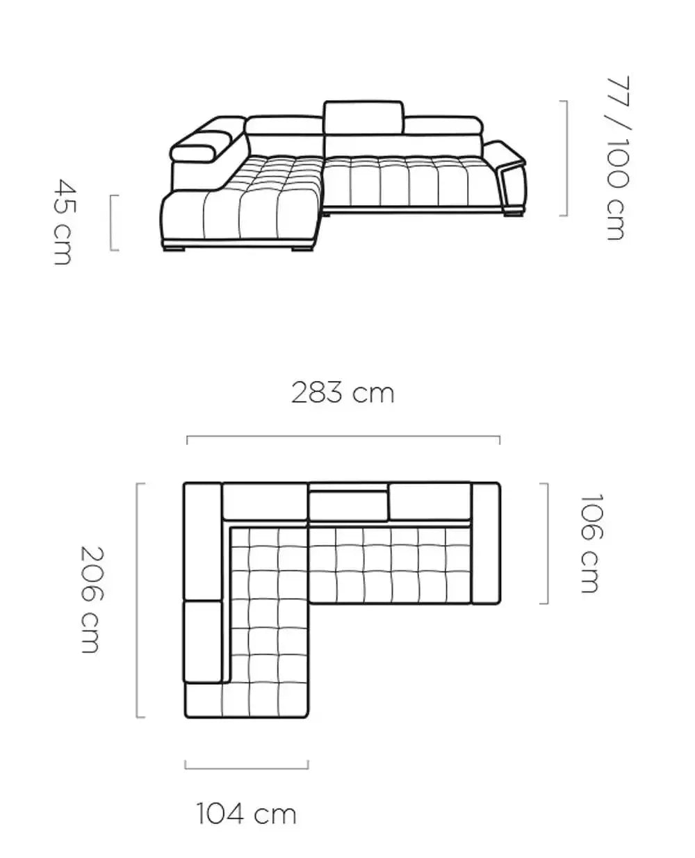 Gremio Corner Sofa Relax dimensions