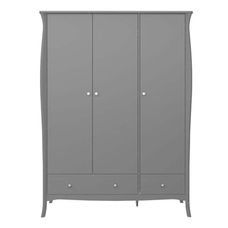 Baroque 3 Door 2 Drawer Wardrobe Grey