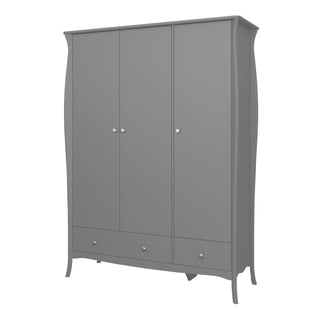 Baroque 3 Door 2 Drawer Wardrobe Grey